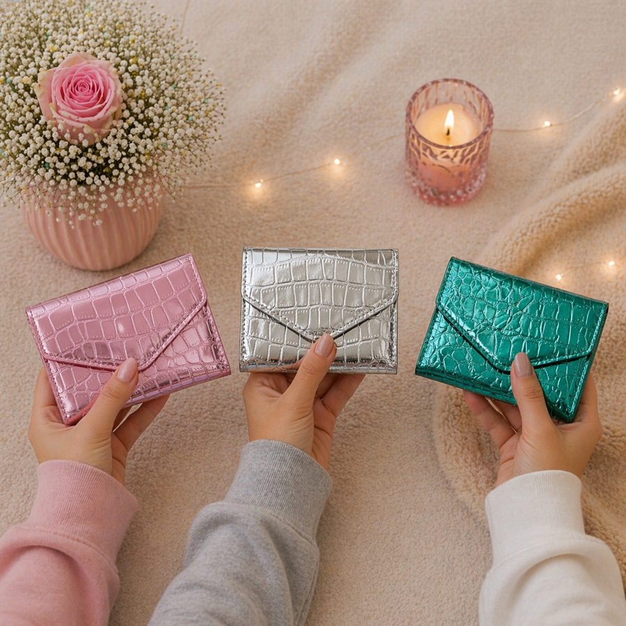 SHEIN Croco Chic Magnetic Wallet 🌷—✨Available in 6 Colors✨