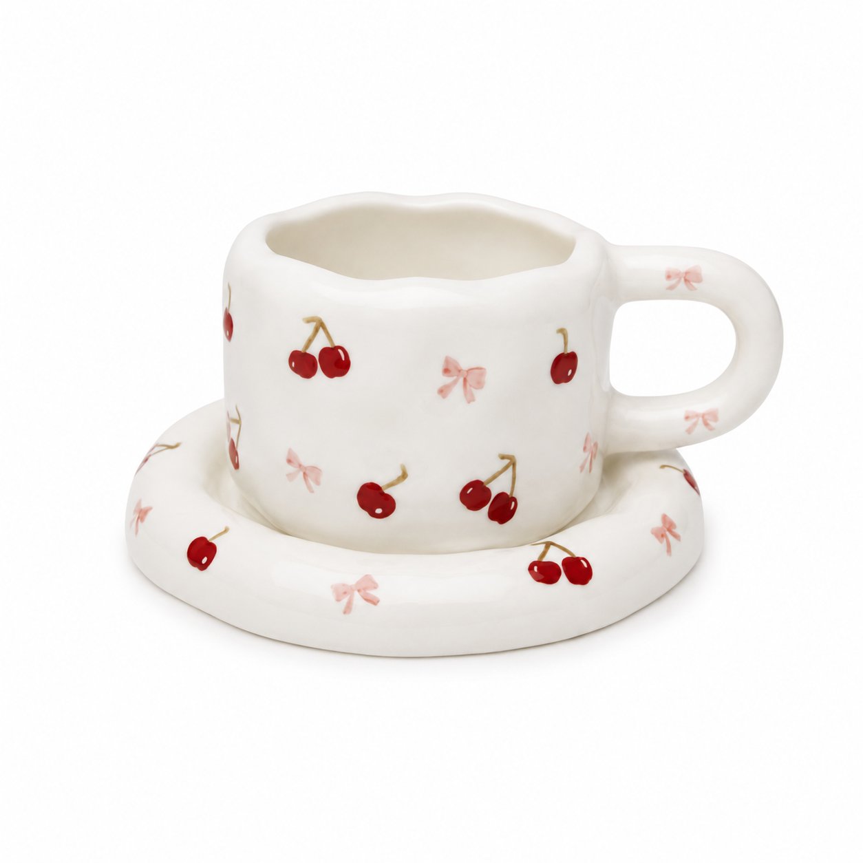 Cherry Bow Mug & Plate Set 🍒🎀