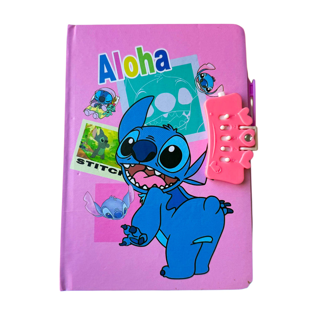 Givana Stitch "Aloha Secrets" secret diary with lock and pen, featuring colorful Stitch character cover and compact design.