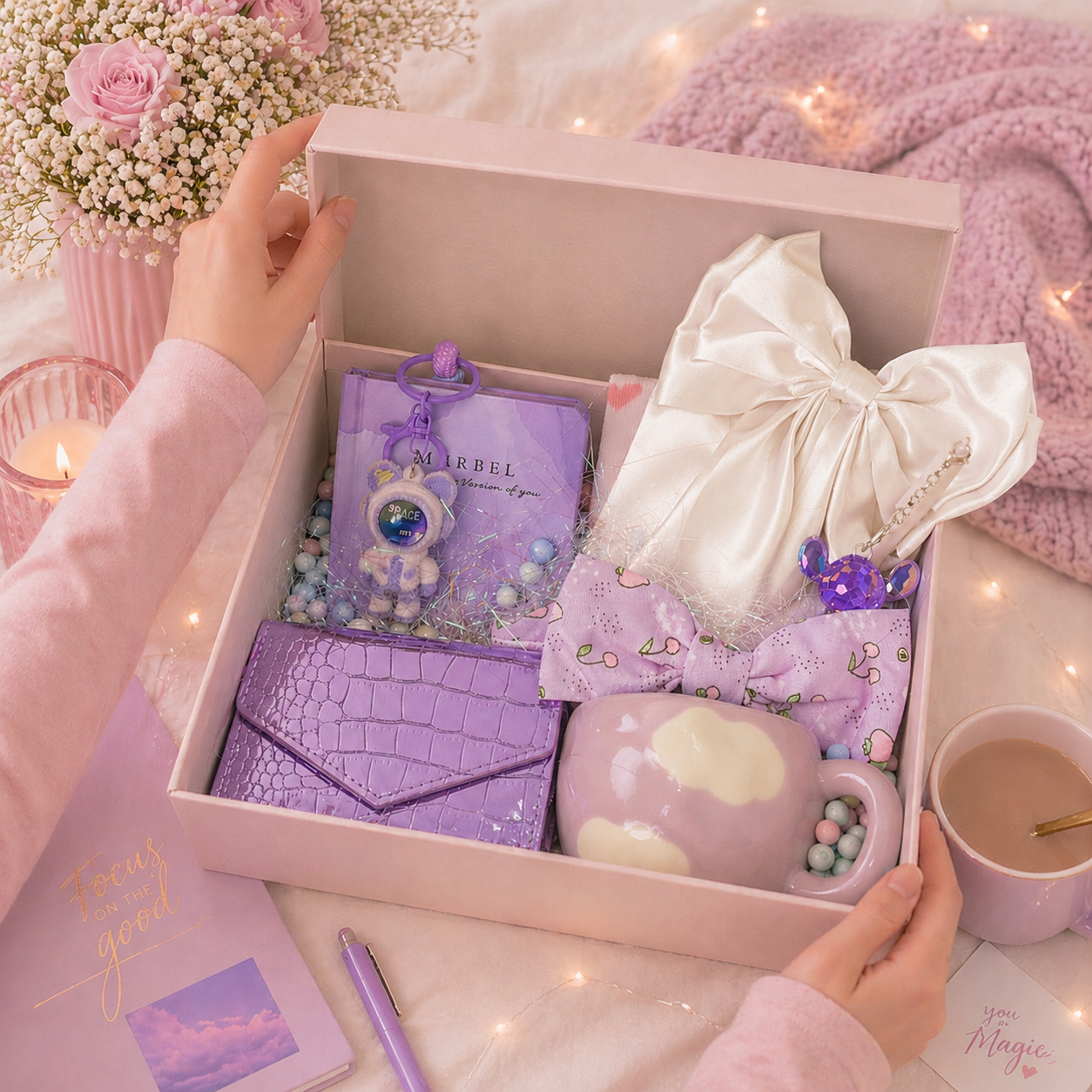 “ purple Lovers – The 8 Surprises Gift Box”
More than a gift… 8 moments of happiness 💜✨