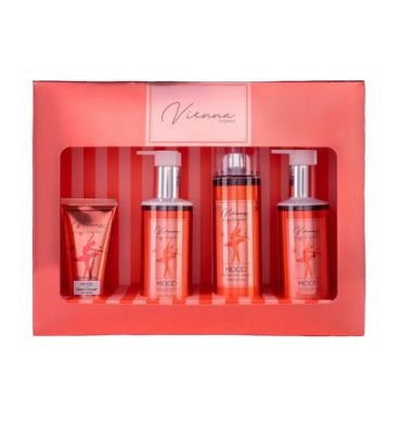 Givana MOOD All-Over Vienna makeup set with various colorful eyeshadows, blushes, and highlighters arranged in a compact palette.