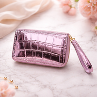 Givana Croco Shine Zip Wallet from SHEIN in vibrant color options, featuring a textured crocodile pattern and zipper closure.