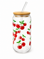 cherry Iced Coffee Glass Cup 🍒✨