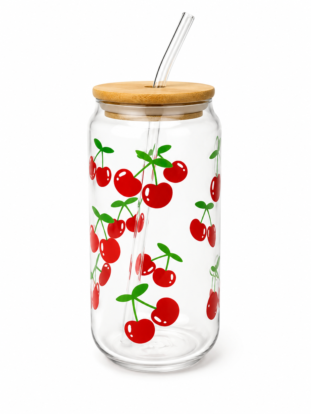 cherry Iced Coffee Glass Cup 🍒✨