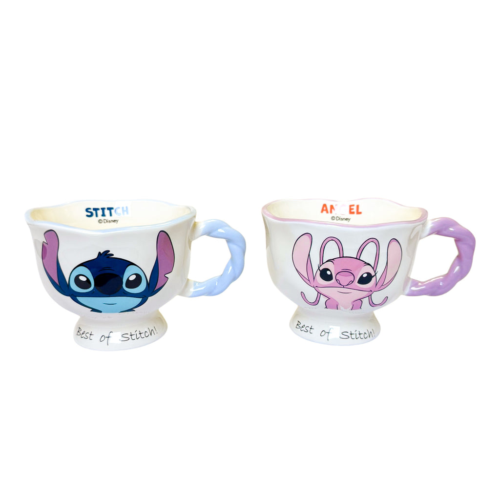 Disney Stitch and Angel 3D mug set by Givana, featuring detailed character designs for couples coffee mugs.