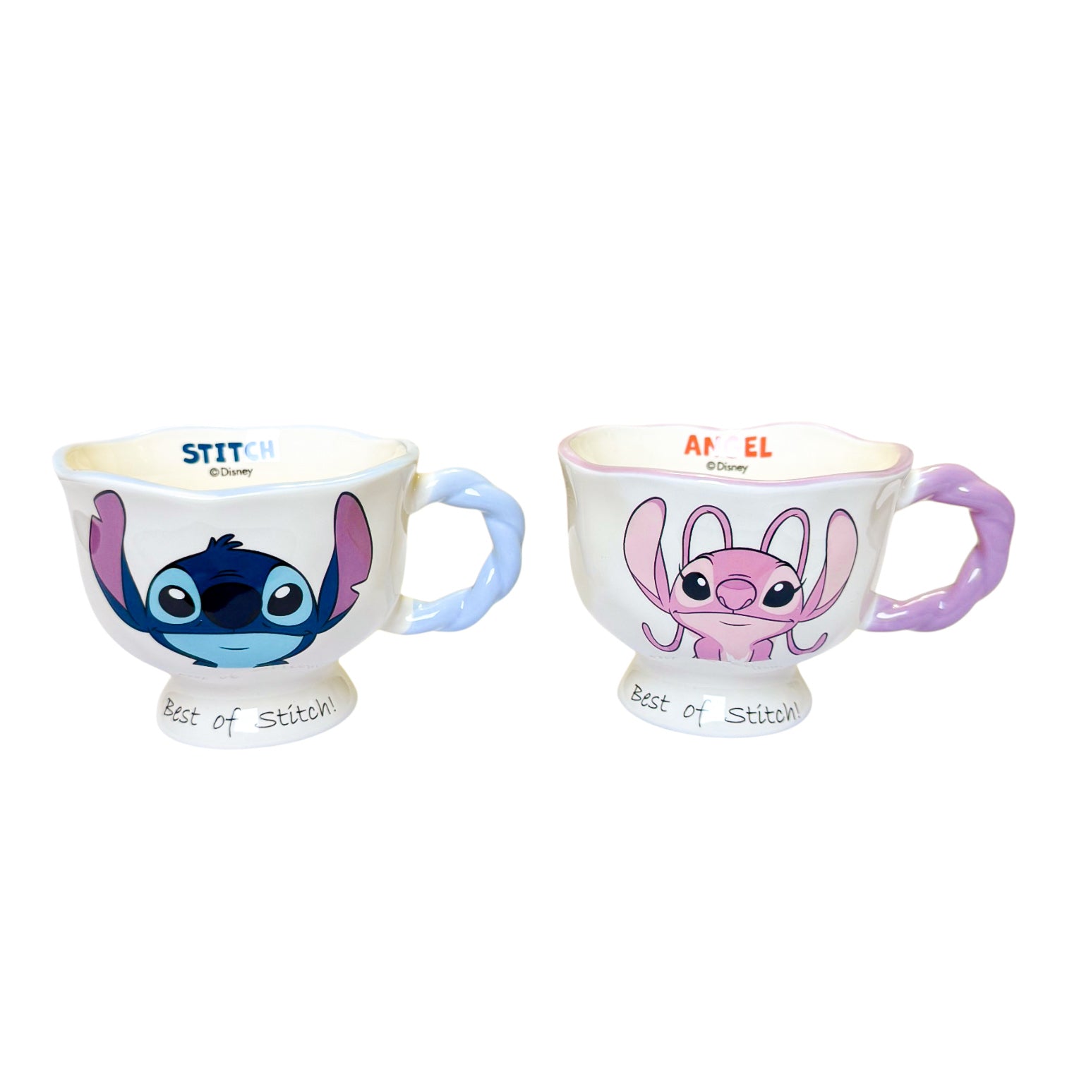 Disney Stitch and Angel 3D mug set by Givana, featuring detailed character designs for couples coffee mugs.