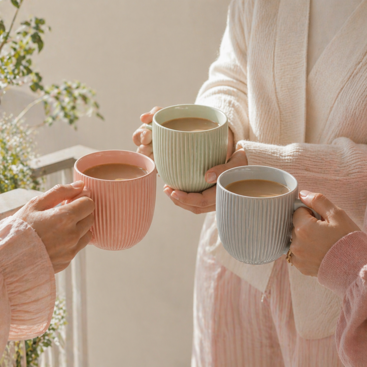 Givana minimalist ceramic mug in five colors, sleek design with a smooth finish, perfect for coffee or tea.