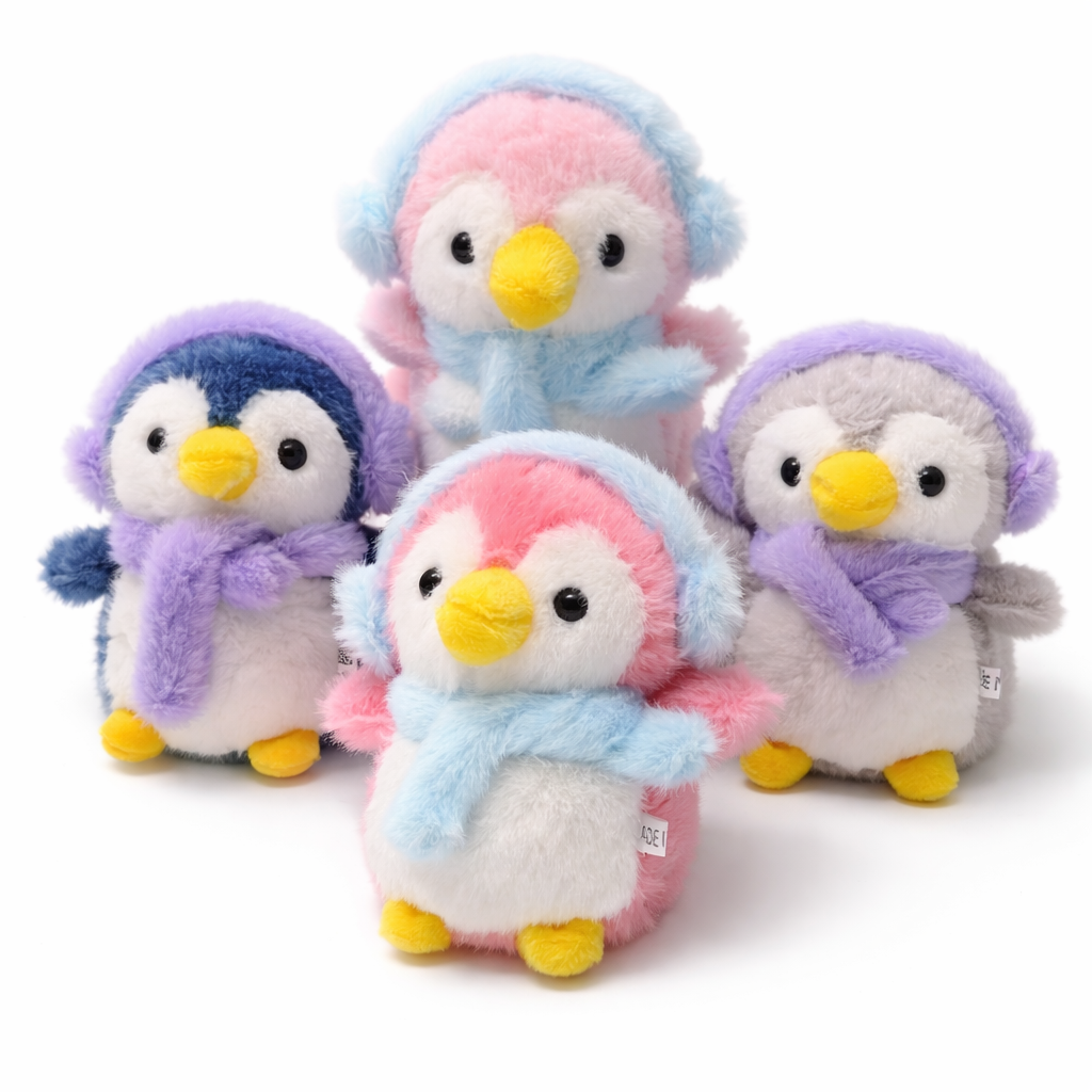 Givana Soft Penguin Plush Keychain in winter edition, featuring a cute plush penguin with detailed stitching and a keyring attachment.