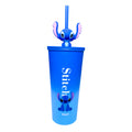 Stitch & Angel stainless steel tumbler with 3D character straw by Givana, featuring colorful cartoon character designs and a durable construction.