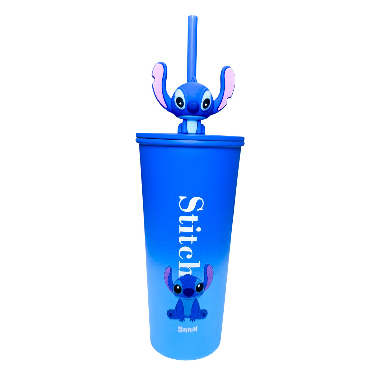 Stitch & Angel stainless steel tumbler with 3D character straw by Givana, featuring colorful cartoon character designs and a durable construction.