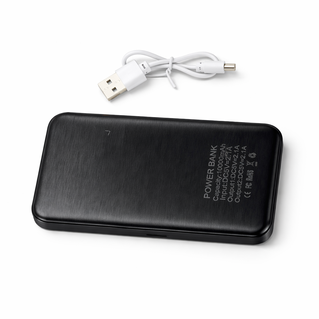 Givana high-capacity dual-port slim power bank with USB-C and USB-A ports for charging devices on the go