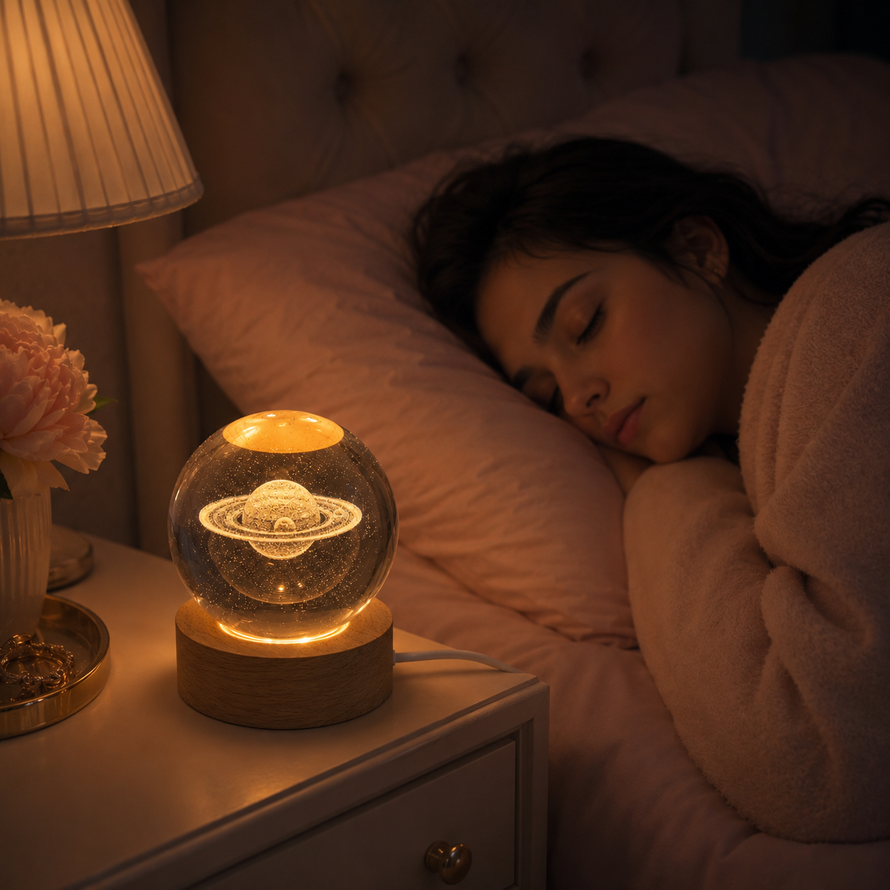 Celestial Orbit Glow – Crystal Lamp (Large Size) 🌙✨