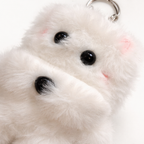Givana puppy keychain in white and brown with cute dog design, shiny finish, small size, ideal for keys or bags.