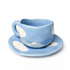 Cloud Ceramic Mug & Saucer 🩵🩷