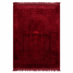 Dark red Givana prayer mat with intricate patterns, traditional design, and soft fabric suitable for daily prayer or meditation.
