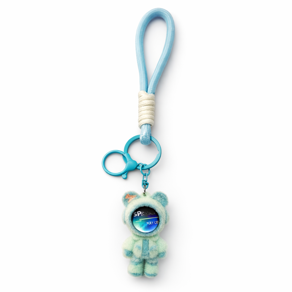 Givana astronaut space keychain featuring a small astronaut figure with space suit, shaped like a keychain, against a plain background.