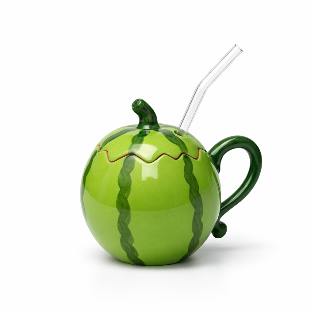 Givana Melon Mood Mug with a vibrant watermelon design and cheerful aesthetic, perfect for enjoying beverages.