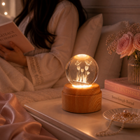 Forever Bloom Glow – Rotating Crystal Lamp (Medium Size) 🌸✨