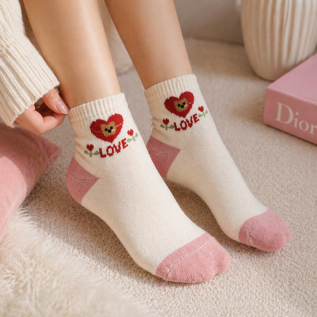 Givana Cutie Vibes socks featuring five colorful and playful design patterns, made from soft fabric for comfortable wear.
