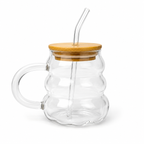 Bubble Glass Mug with Bamboo Lid ✨🥤