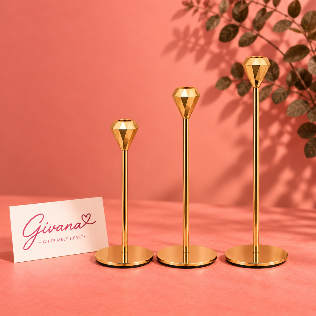 Luxury Gold Diamond Candle Holders – 3 Sizes