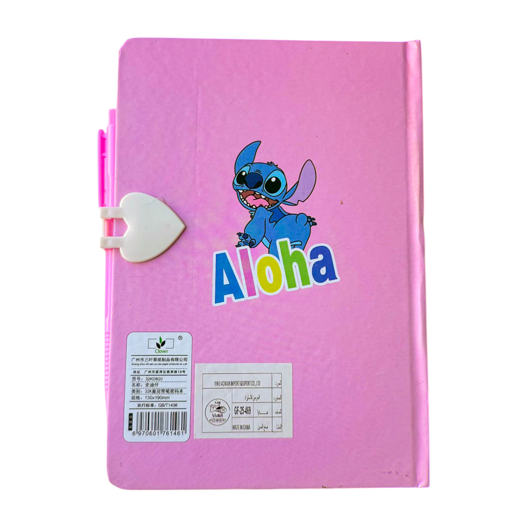 Givana Stitch "Aloha Secrets" secret diary with lock and pen, featuring colorful Stitch character illustration and secure closure.