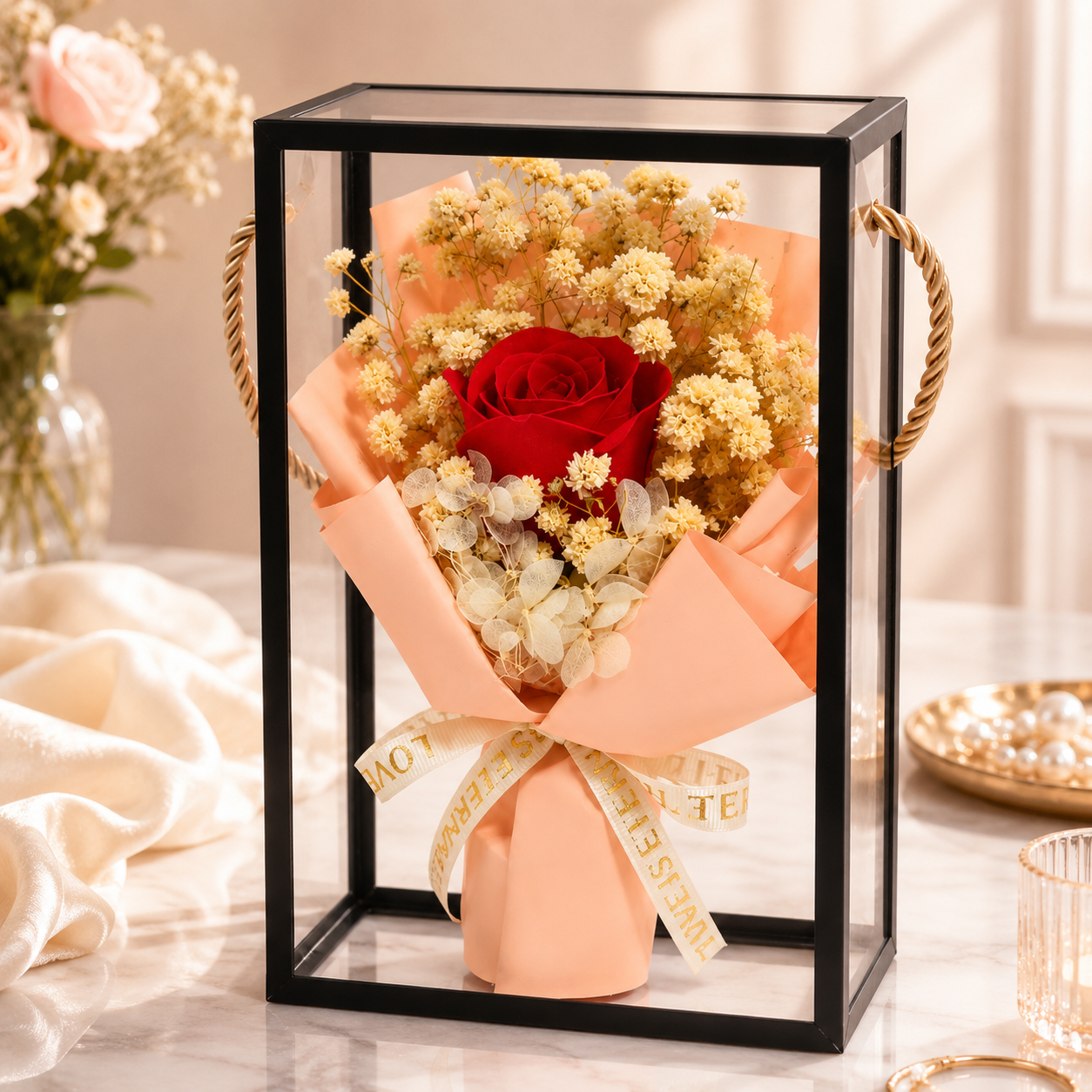 Mini Peach Red Luxury Bloom Box🌹