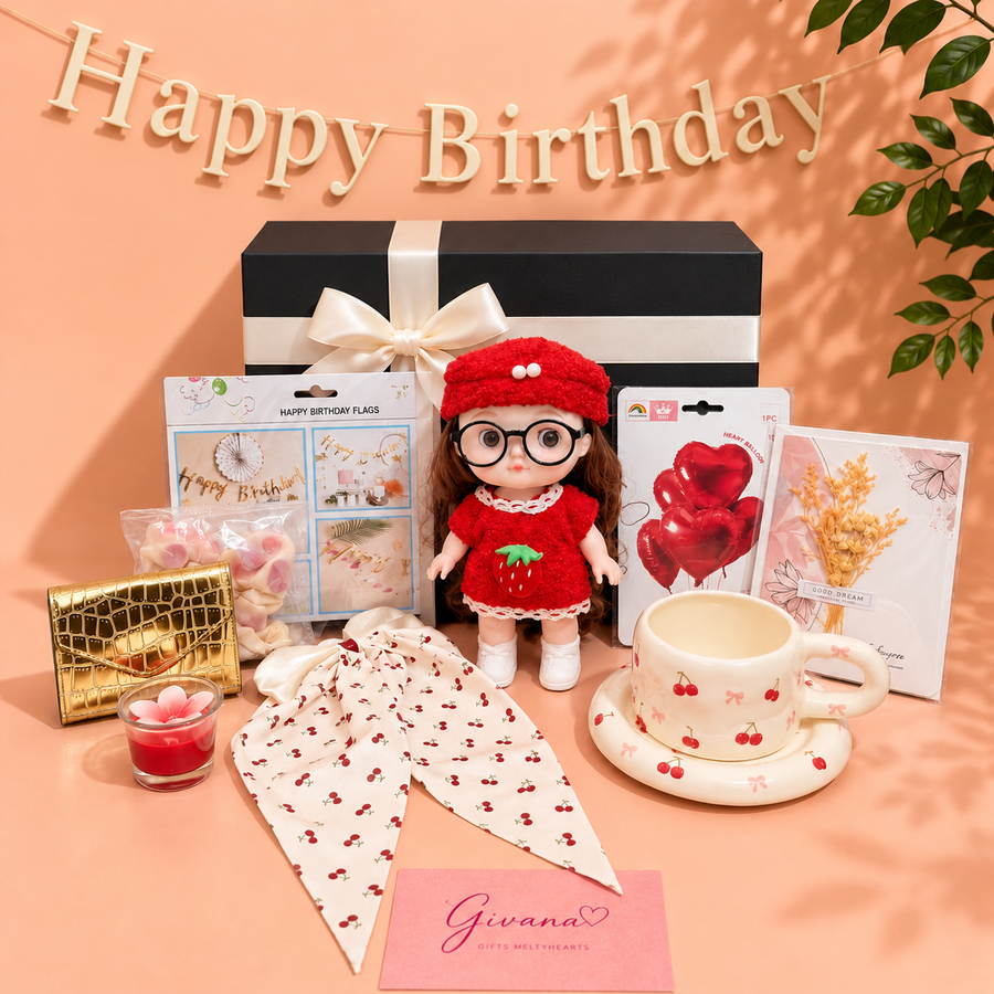 Cherry Red Birthday Gift Box – | ✨ (9 Gifts Inside)✨