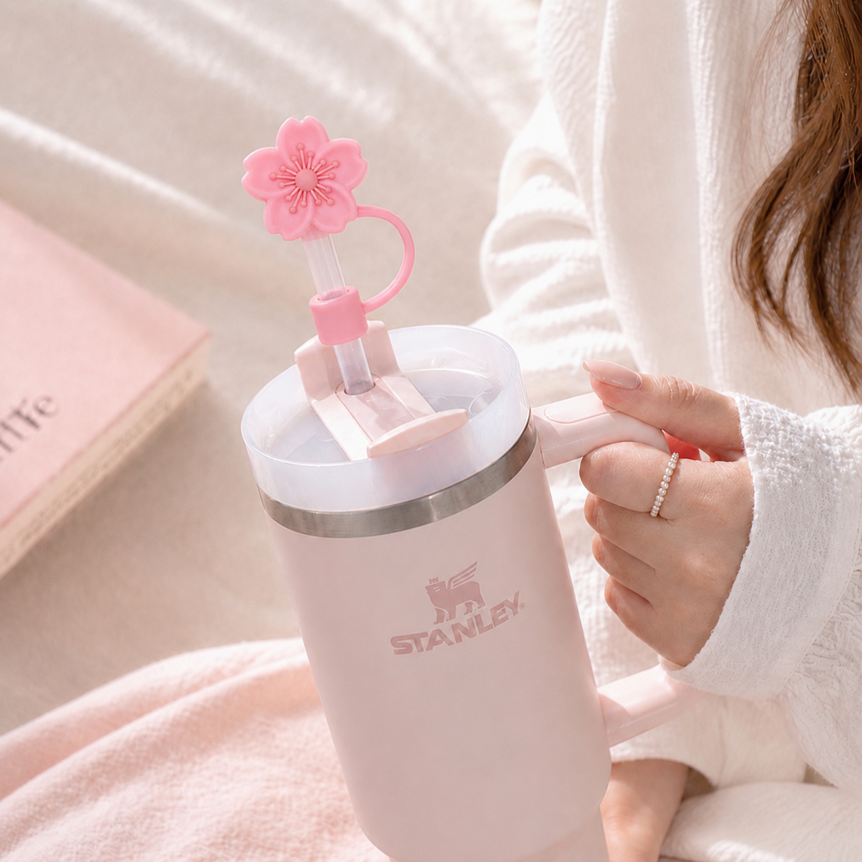Pink Bloom Straw Topper – Stanley Mug Accessory - soft Edition 🌸✨