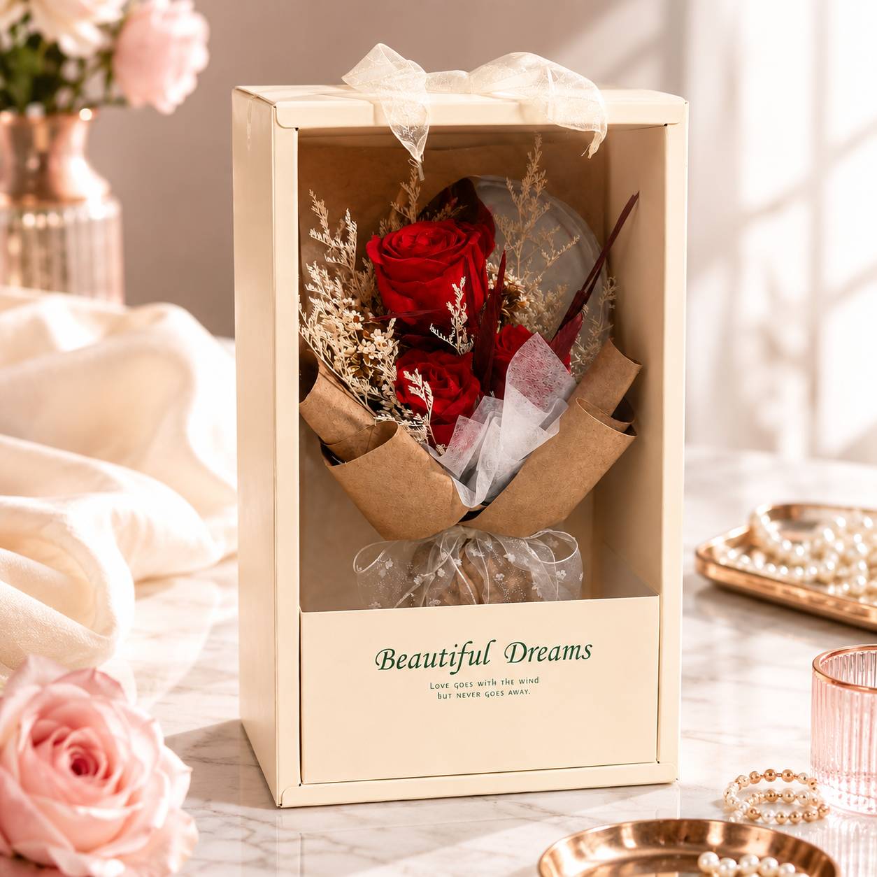 Golden Beige Luxury Bloom Box🌹