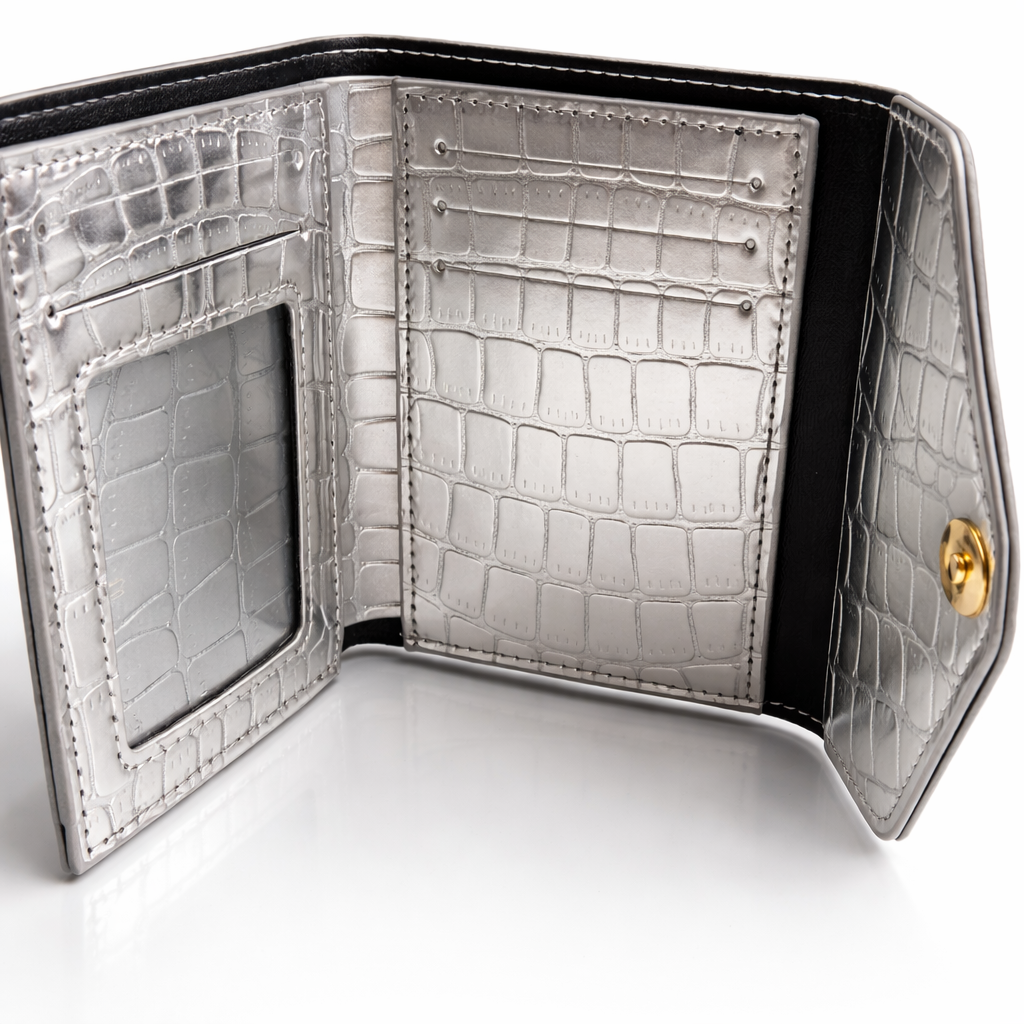 Givana Croco Chic magnetic wallet by SHEIN in six colors, featuring a textured croc pattern and compact design.