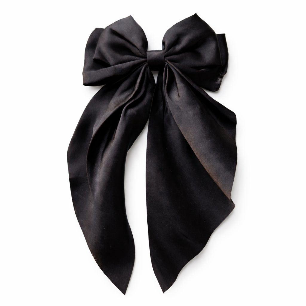 Elegant double-layer silk satin ribbon hair bow by Givana, featuring a stylish and soft finish for versatile hair accessories.