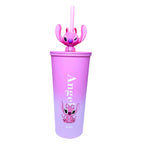 Stitch & Angel stainless steel tumbler from Givana with colorful 3D character straw, featuring Disney-inspired character designs.