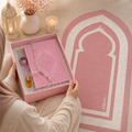 Pink Islamic Blessings Box by Givana with five gift items inside, featuring elegant packaging and Islamic-themed design.