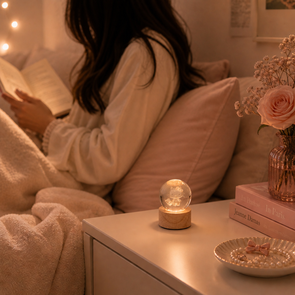Fall in Love Kitty Glow – Crystal Lamp 💖✨
