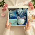Blue Lovers – The 8 Surprises Gift Box by Givana featuring a neatly arranged collection of gift items in a vibrant blue box.