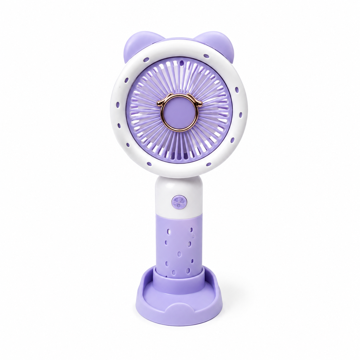 Bear Breeze Mini Fan with LED Light – 3 Speed Levels 💜✨
