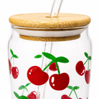 cherry Iced Coffee Glass Cup 🍒✨