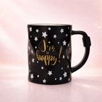 Givana Starlight Happiness Cup with black design, featuring a joyful, uplifting pattern perfect for cheerful sipping.