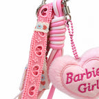 Barbie Girl Pink Plush Heart Bag Charm & Keychain