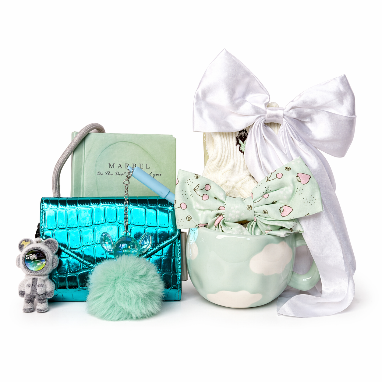 Mint green Lovers gift box by Givana with eight surprise compartments, showcasing colorful packaging and elegant design.