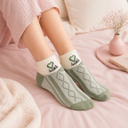 Givana Lucky Mood Socks in vibrant green with five unique design patterns, displayed on a white background.