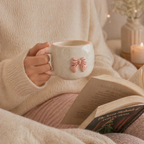 Givana aesthetic 3D ribbon ceramic mug with colorful ribbon design and smooth finish, perfect for stylish beverages.