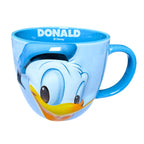 Large Disney 3D ceramic mug by Givana featuring colorful Disney character designs on a white ceramic surface.