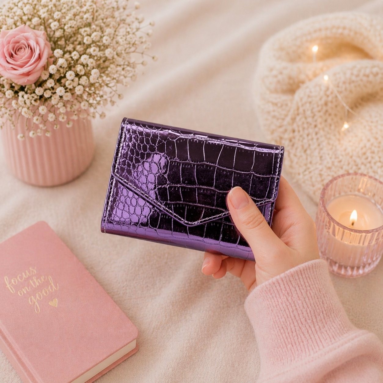 Givana Glossy Queen Wallet with shiny finish, compact design, and multiple card slots for stylish organization.