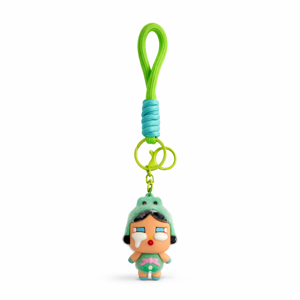 Givana Cry Baby character keychain featuring a colorful, detailed plush figure with expressive facial features and keyring attachment.