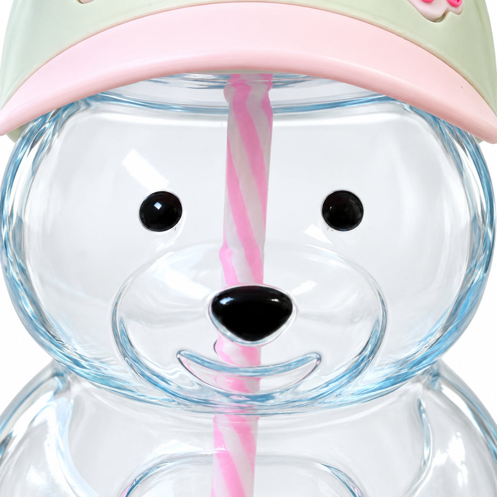 Cute Bear Strawberry Tumbler with Straw