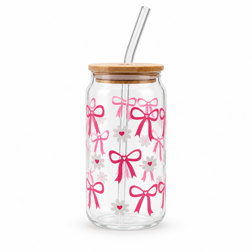 Bow Iced Coffee Glass Cup 🎀✨Available in 2 Colors