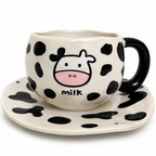 Givana MooMood Cup in black with stylish design, featuring a sleek black finish and creative pattern on the ceramic surface.