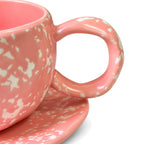Pink Speckled Coffee Mug with Saucer 💗